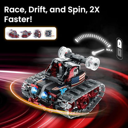 Sillbird Robot Building Kit with Remote Control Gifts for Kids Boys Ages 8-12, STEM Coding Robotic Tracked Racer Car Toys for Birthday - Build 4in1 Model with 631 Pieces