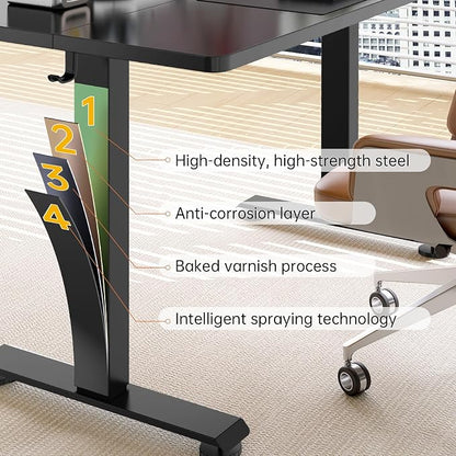 Veken Standing Desk, 63×27.6 Inch Electric Gaming Table, Black | Height Adjustable Sit Stand Up Computer Tables for Home Office, Study , Writing, Suit students, employees and group work