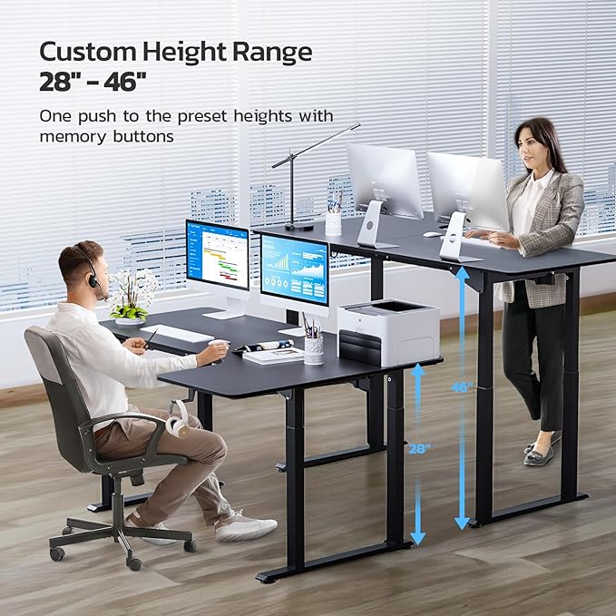Dripex Standing Desk, 63"/ 71" L Shaped Desk Adjustable Height, Electric Corner Stand Up Desk Large Home Office Desk Computer Workstation, Dual Motor Sit Stand Desk 4 Legs, Super Stable
