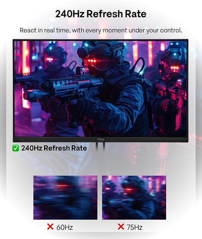 Pixio PX249 Wave 24 inch 240Hz Refresh Rate FHD 1080p Resolution Fast IPS Panel 1ms GTG Response Time Built-in Speakers Gaming Monitor with Adaptive Sync