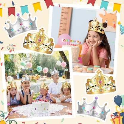 Yaomiao 22 pack DIY Crowns Set Include 12 Pcs Foam Princess Crowns and 10 Pcs Diamond Sticker for Kids
