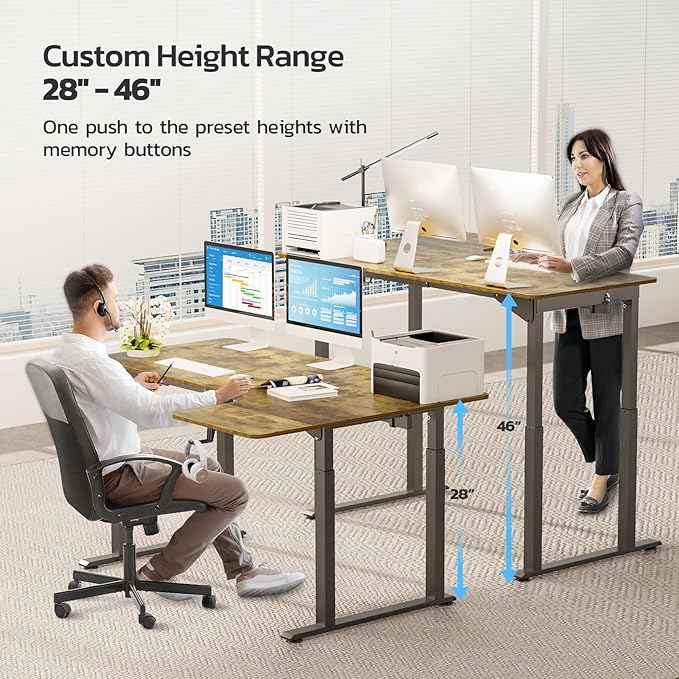 Dripex L Shaped Standing Desk, 63" x 43" Electric Standing Desk Height Adjustable, Sit Stand Home Office Corner Desk, Dual Motor Corner Standing Desk with 4 Legs