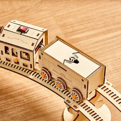 3D Wooden Puzzles Little Truck Train Model Kits Includes Engine & Track, Brainteaser and Puzzle for Christmas/Birthday,Gifts for Adults and Teens to Build Combination