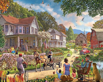 White Mountain 1000 Piece Jigsaw Puzzle Scenic Rural Landscape Puzzles with Large Pieces for Adults and Family 24"x30" - Country Weekend