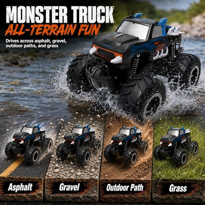 JoyRapt 1:16 Amphibious Monster Truck Toys, 2.4GHz Waterproof Remote Control Car, 4WD RC Truck Cars with 360 Degree Spins, All Terrain Rechargeable Off-Road RC Pickup Gifts for Boys Girls Ages 6-12
