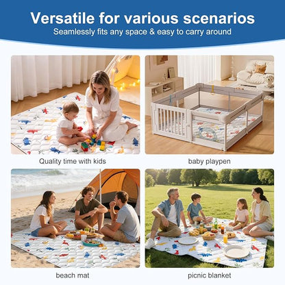 Odorless Premium Foam Baby Play Mat 79" x 71", Soft Microfiber Fabric Crawling Mat for Floor- Comfortable and Hypoallergenic, Non-Slip Cushioned Floor Playpen mat for Infants,Babies,Toddlers