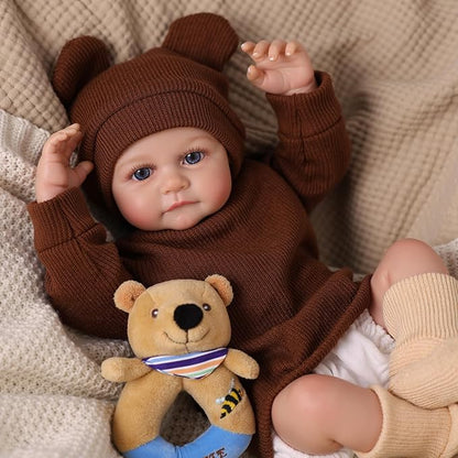 BABESIDE Lifelike Reborn Baby Dolls Boy - 17-Inch Baby Soft Body Realistic-Newborn Baby Doll Silicone Full Body Vinyl Real Life Baby Dolls with Toy Accessories for Kids Age 3+