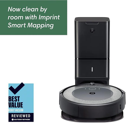 iRobot Roomba i3+ EVO (3550) Self-Emptying Robot Vacuum – Now Clean by Room with Smart Mapping, Empties Itself for Up to 60 Days, Works with Alexa, Ideal for Pet Hair, Carpets, Roomba i3+