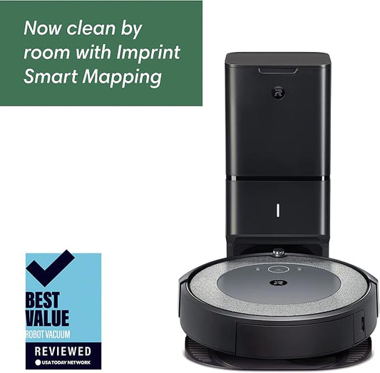 iRobot Roomba i3+ EVO (3550) Self-Emptying Robot Vacuum – Now Clean by Room with Smart Mapping, Empties Itself for Up to 60 Days, Works with Alexa, Ideal for Pet Hair, Carpets, Roomba i3+