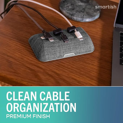 Smartish® Magnetic Cord Holder - Bigger Cable Wrangler Organizer with Magnet Clips for Charger Management on Desktop, Nightstand - Holds 6+ Cables - No. 2 Pencil Gray
