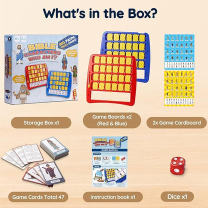 Guess Bible Who Am I Game - Fun Guess Bible Who Am I for Kids, Interactive Bible Game with 47 Classic Bible Characters Verse Cards, Sunday School Games & Christian Religious