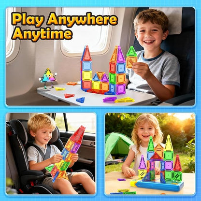 Magnetic Tiles Travel Essential Toys Mini Travel Toddler Set, 36PCS Magnetic Blocks Building Kids Toys, Montessori Preschool Classroom Must Haves Educational STEM Toys for 3+ Year Old Boys Girls