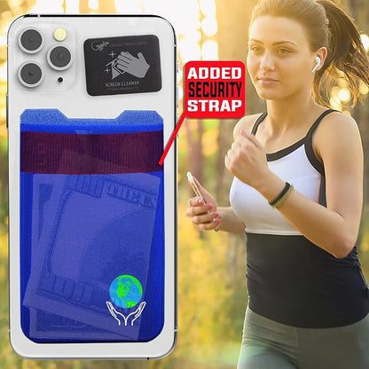 Phone Wallet - Adhesive Card Holder - Cell Phone Pouch - Stick on Lycra Pocket by Gecko - Carry Credit Cards and Cash
