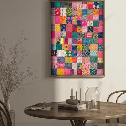 Sewing Patch 1000 Piece Puzzle for Adults, PICKFORU Vintage Quilt Patchwork Flower Art Puzzles, Impossible Difficult Colorful Theme as Wall Decor