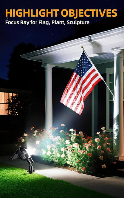 ROSHWEY Solar Spot Lights Outdoor, Waterproof Spotlights with 2 Brightness Mode, Landscape Lighting Solar Lights for Garden, Yard, Pathway (Cool White, 4 Pack)