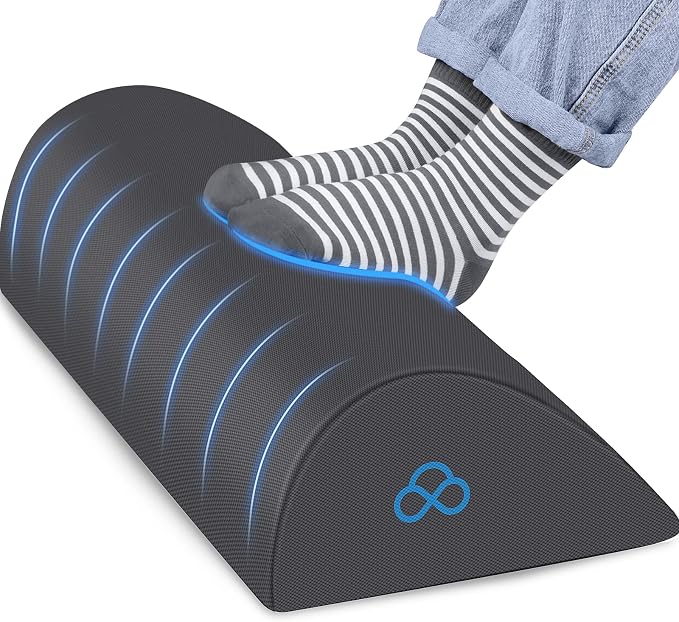 StepLively Foot Rest Ergonomic Pillow for Under Desk at Work, Anti-Fatigue Footrest Support Pillow for Fatigue & Pain Relief, Comfortable for Office Chair, Car Seat & Gaming Chair - Grey, Large