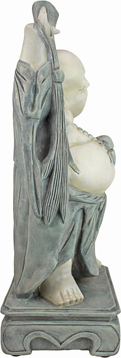 Design Toscano Jolly Hotei Laughing Man Asian Decor Indoor/Outdoor Garden Statue, 26 inches tall, Cast Stone Resin, Two Tone Stone Finish