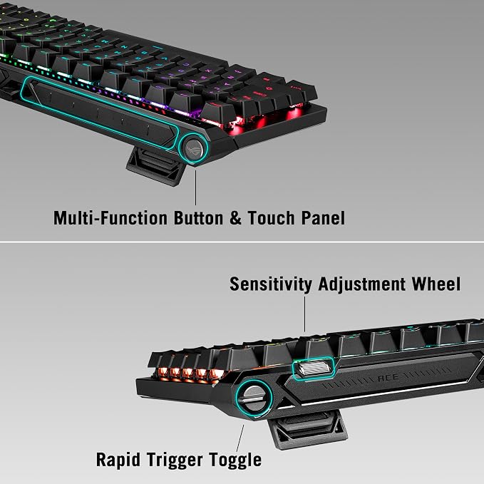 ASUS ROG Falchion Ace 75 HE Wired Analog/Hall Effect Gaming Keyboard – 75% TKL, USB, Hot Swappable HFX V2 Magnetic Switch, Rapid Trigger, 8KHz Polling, Carry Case, Web-Based Config – White