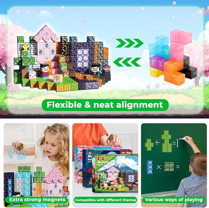 Goody King 200PCS Magnetic Building Blocks - Forest & Volcano Adventure Set, STEM Learning Toys for Kids Ages 3+, Strong Magnets, Creative Play, Birthday Gift for Boys & Girls
