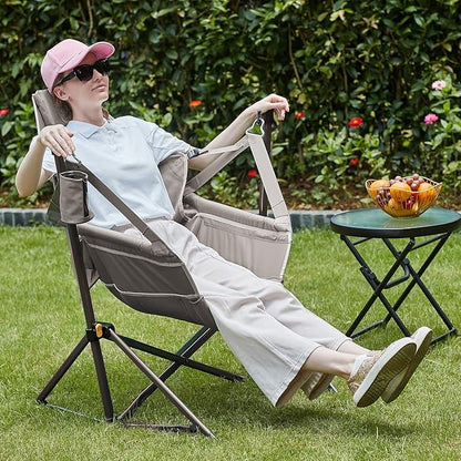 TIMBER RIDGE Hammock Camping Chair with Adjustable Backrest, Heavy Duty Folding Hammock Chair Supports 300lbs, Portable Hammock Chair for Camping, Travelling and Patio, Tan