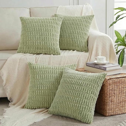 Fancy Homi 4 Packs Decorative Throw Pillow Covers for Living Room Couch Bed, Modern Farmhouse Boho Home Décor Accent Cushion Case, 24" x 24", Sage Green