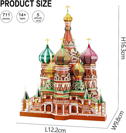Piececool 3D Metal Puzzle Model Kits Saint Basil’s Cathedral Metal Building Kit for Adults, Brain Teaser DIY Model for Teens Man Woman Family-711 Pcs