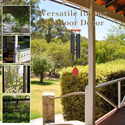 Classic Black Wind Chimes for Outside Soothing Melodic Wind Chime 37" to Create a Zen Atmosphere. Sympathy/Memorial Gift, Indoor Outdoor Garden Patio Decoration