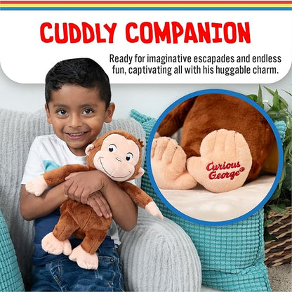 Kids Preferred Curious George Monkey Stuffed Animal Plush Toys Soft Cutest Cuddle Plushie Gifts for Baby and Toddler Boys and Girls - 12 Inches