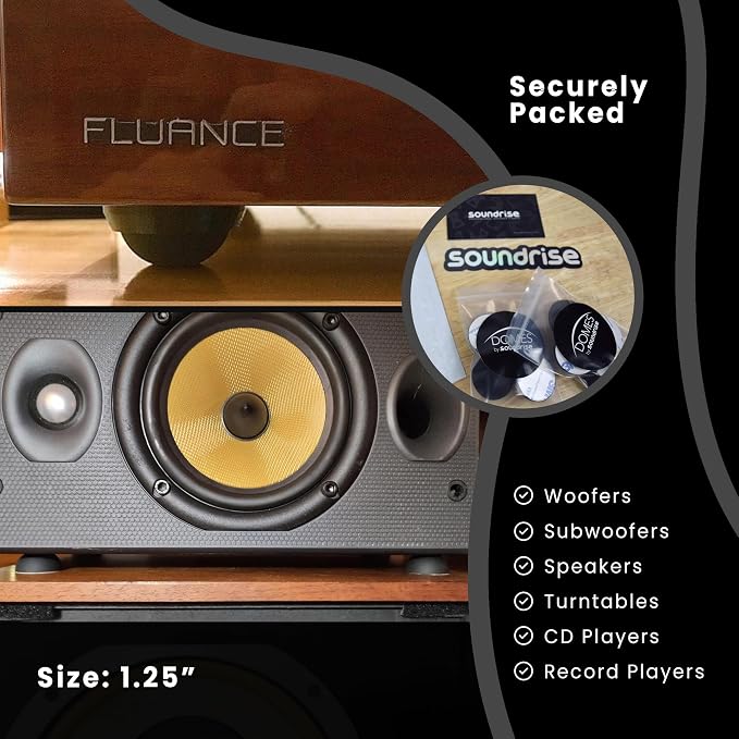 Soundrise DOMES Isolation Pads - Sound Dampening & Anti-Vibration Silicone Feet - Audio Isolation Feet for Subwoofers, Speakers & Turntables - Peel & Stick, Durable Class-A Silicone, Non-Slip (4-Pack)