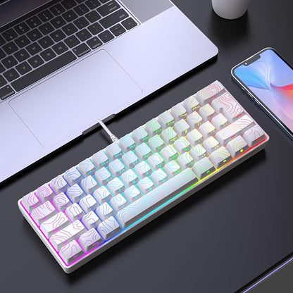 Snpurdiri 60% Wired Gaming Keyboard, 61 Keys RGB Contour Line (White) | Backlit Ultra-Compact Small Gaming Keyboard for PC/Mac Gamer, Typist, Travel, Easy to Carry on Business Trip
