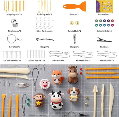 Polymer Clay 102 Colors, Modeling Clay for Kids, Non-Sticky Oven Bake Clay with Sculpting Tools and Accessories, Halloween Christmas Gift for Children and Artists