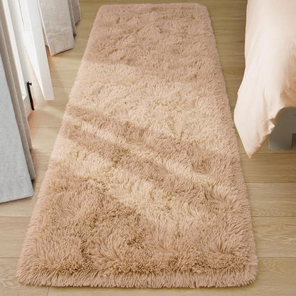 Tepook Soft Runner Rugs for Bedroom Living Room, Fluffy Plush Rug 2x6 for Kids Girls Room, Shag Furry Area Rug Non Slip Carpet for Nursery Children Dorm Home Decor, Beige