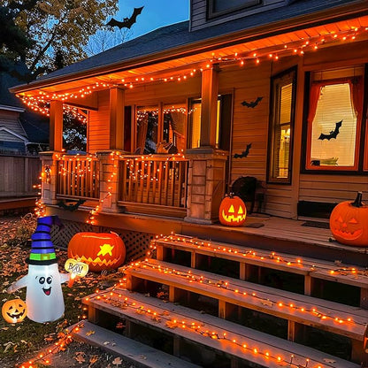 JMEXSUSS 600 LED Solar Halloween Lights, 206.7ft Solar String Lights Orange | Halloween Lights Outdoor Waterproof, 8 Modes Orange Halloween Lights for Outside Tree Patio Yard Halloween Decorations