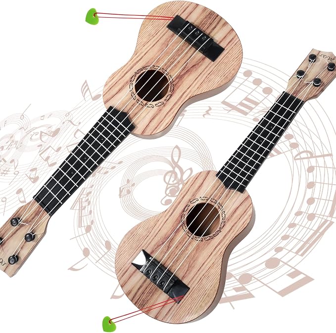Raimy 17in Kids Ukulele Guitar - 4 Strings Mini Guitar Children Musical Instruments Educational Toys with Picks for Toddler Kids Boys Girls Beginner (Koa Color)
