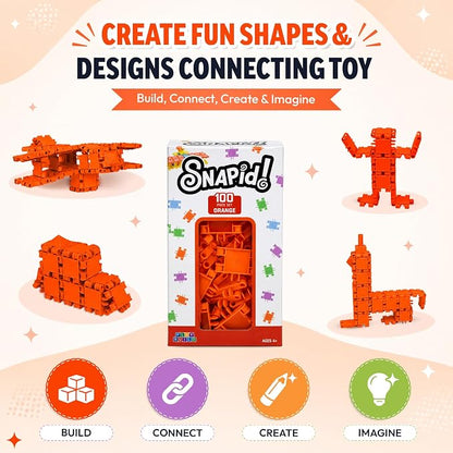 100 Piece Orange Snap Connecting Building Toy Set for Kids