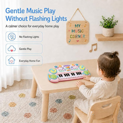 Toddler Piano Keyboard Toy for 1 2 3 4 Year Old Boys Girls, 24-Key Kids Piano Keyboard with Record & Playback, Tones, Rhythms & Drum Sounds, Baby Musical Toy Birthday