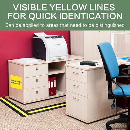 WILLBOND Carpet Cord Cover Cable Protector Floor Cover Cable Protector Management Only for Commercial Office Carpet(147.64 ft,Black and Yellow)