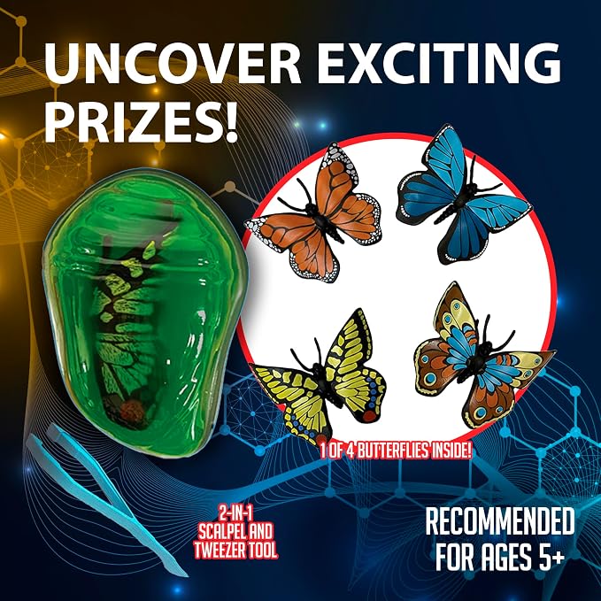 Discover-It Dissection Kit for Kids, Synthetic Butterfly Metamorphosis Science Lab Kit, STEM Science Toys for Kids Ages 5 and Above