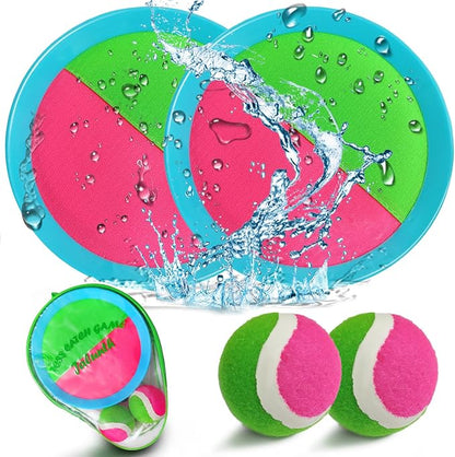 Jalunth Ball Catch Set Game Toss Paddle - Beach Toys Back Yard Outdoor Games Pool Backyard Target Throw Catch Sticky Set Age 3 4 5 6 7 8 9 10 11 12 Years Old Boys Girls Kids Easter Gifts Blue