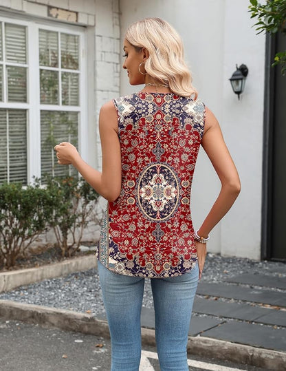 Zeagoo Tank Top for Women V Neck Loose Fit Sleeveless Summer Tops Business Casual Outfits Dressy Blouses Shirts