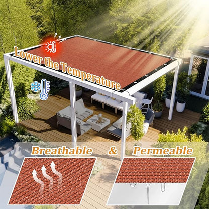 Shade&Beyond Customized Size 6' X 11' Shade Cloth with Grommets, 90% UV Protection UV Protection Mesh Tarp Sun Screens for Patio GN01, Rust Red