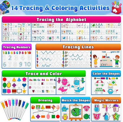 Curious 2 Learn Busy Book for Toddlers 3-5 – Montessori Preschool Learning Activities, Velcro Sensory Toy, Travel Toys Airplane Car, 28 Activities with Carry Bag & Markers – Pre-K Gift Boys Girls