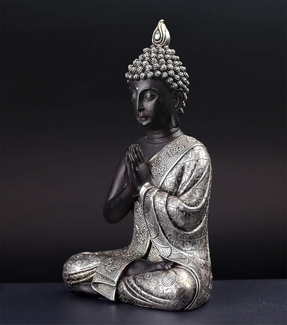 JORAE Seated Buddha Statue Buddhism Thai Meditating Home and Garden Decorative Sculpture Praying Collectibles Figurines, 9.5 in, Polyresin