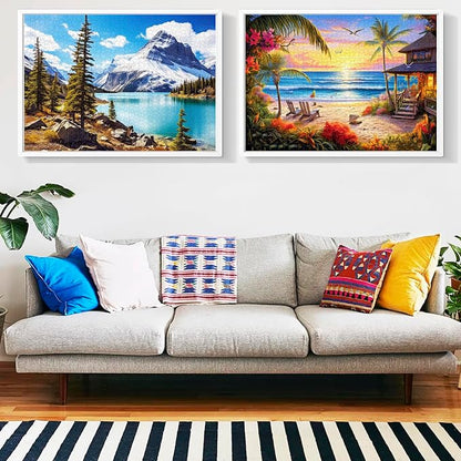 2 Pack Puzzles for Adults 1000 Pieces-Hawaii Beach & Moraine Lake Difficult Jigsaw Puzzles for Adults,Hard Jigsaw Puzzle Decorations DIY Leisure Game Toy Suitable Family Friends(27.5x20 inches)