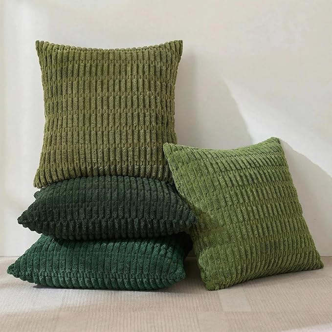 Fancy Homi 4 Packs Decorative Throw Pillow Covers for Living Room Couch Bed, Modern Farmhouse Boho Home Décor Accent Cushion Case, 16" x 16", Green Series
