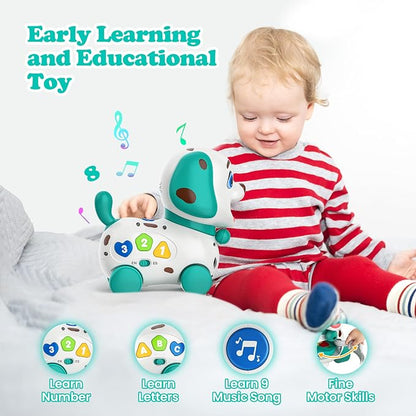 ToddlerCley Musical Puppy Toys for 1 Year Old Boy Gifts, 4-in-1 Bilingual Learning Educational Baby Toy 6-12-18 Months, 1st Birthday Boy Girl Gifts