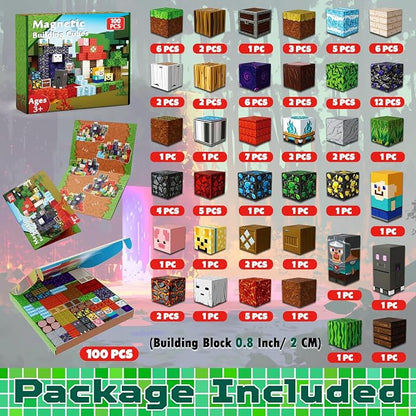 100 PCS 0.8in Magnetic Blocks - Magnet Toys for Kids, Magnetic Building Blocks Cubes, Stacking Magnets, School STEM Toys Birthday Gifts for Boys and Girls Age 3+ Years Old (Theme: Portal)