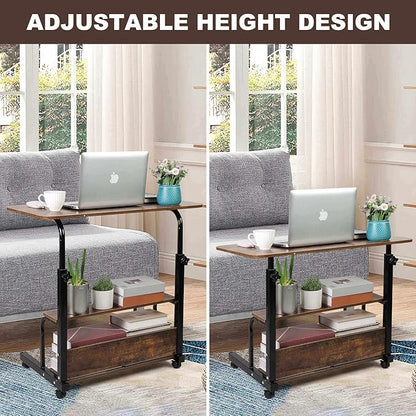 Portable Computer Desk Adjustable Home Office Desk Bedside Universal Movable Table Small Spaces Furniture Storage Convenient Desk Home Office Living Room Sofa Desk Size 15.7 * 31.5 Inch,Brownish
