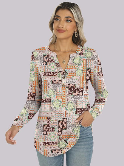 ANRABESS Women's Long Sleeve Shirts 2026 Spring Fashion Dressy Casual Tops Trendy Henley Blouses Cute Work Outfits Clothes