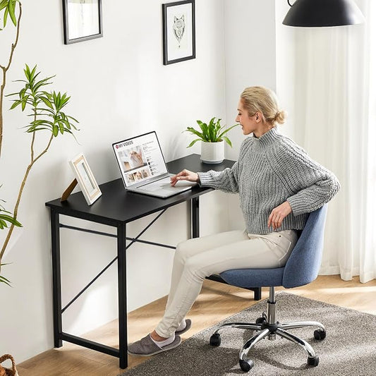 Sweetcrispy 32-Inch Small Computer Desk for Bedroom, Black | Gaming Writing Work and Study Desk for Home Office, Sturdy Metal Frame and Compact Modern Design with X-Shaped
